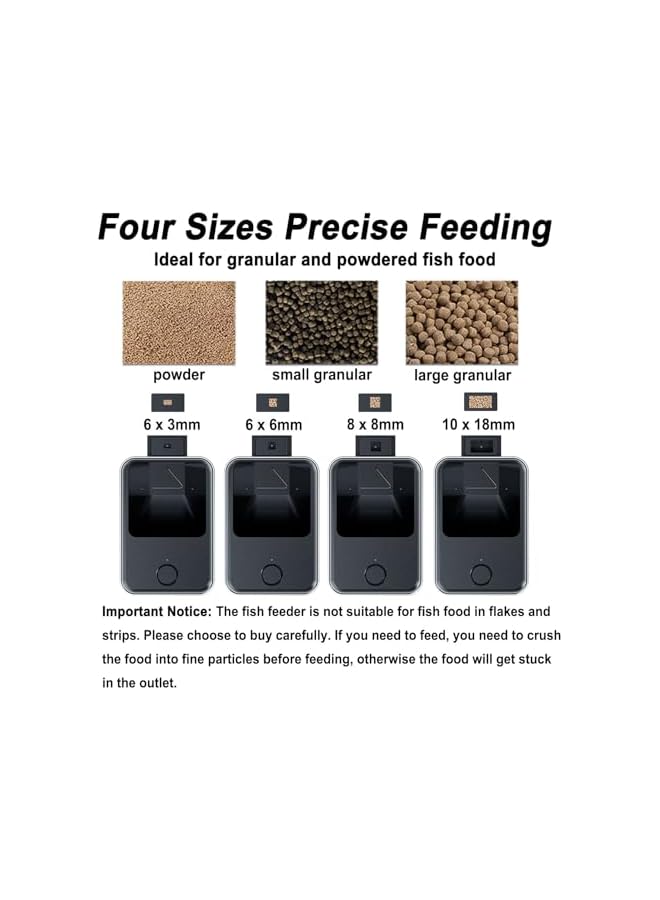 WiFi Automatic Fish Feeder for Aquarium, Food Dispenser for Fish Tank with App Control, Rechargeable Battery and USB Powered, Suitable for Small Tank Pelleted Food, Black - Image 4
